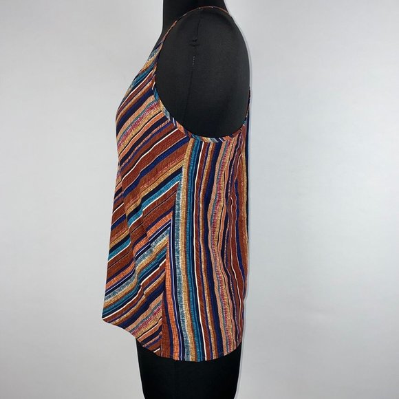 Shein S / US 4 Diagonal Striped V-Neck T Halter Back Tank Top Summer Boho - Picture 5 of 11